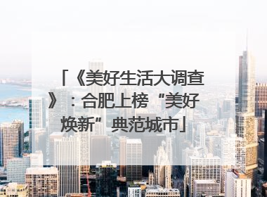 《美好生活大调查》：合肥上榜“美好焕新”典范城市