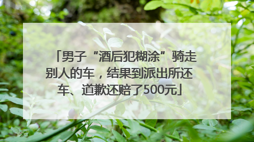 男子“酒后犯糊涂”骑走别人的车，结果到派出所还车、道歉还赔了500元