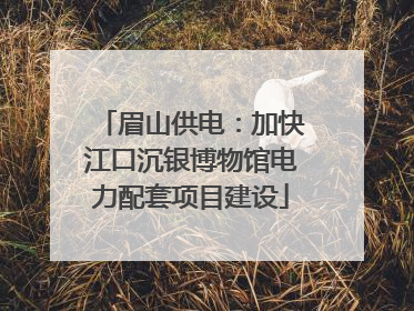 眉山供电：加快江口沉银博物馆电力配套项目建设