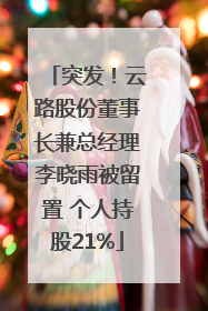 突发！云路股份董事长兼总经理李晓雨被留置 个人持股21%