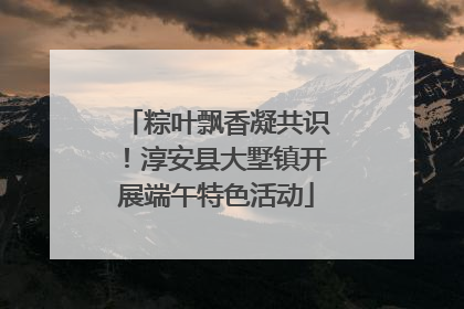 粽叶飘香凝共识！淳安县大墅镇开展端午特色活动
