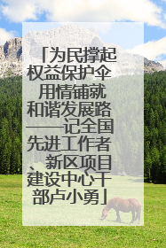 为民撑起权益保护伞 用情铺就和谐发展路——记全国先进工作者、新区项目建设中心干部卢小勇