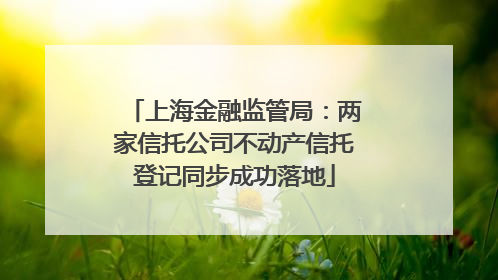 上海金融监管局：两家信托公司不动产信托登记同步成功落地