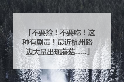 不要捡！不要吃！这种有剧毒！最近杭州路边大量出现蘑菇……