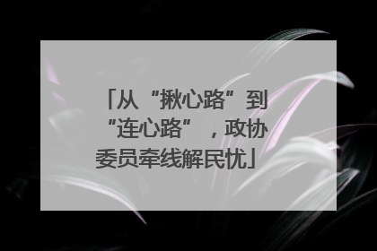 从“揪心路”到“连心路”，政协委员牵线解民忧
