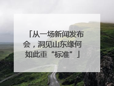 从一场新闻发布会，洞见山东缘何如此重“标准”