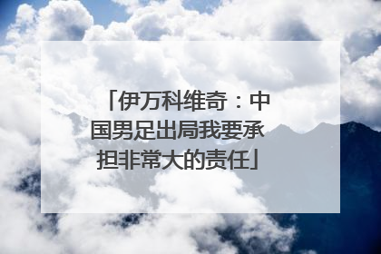 伊万科维奇：中国男足出局我要承担非常大的责任