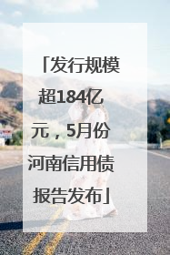 发行规模超184亿元，5月份河南信用债报告发布
