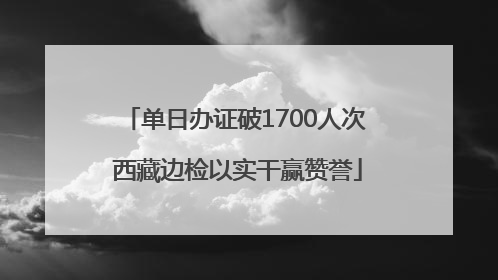 单日办证破1700人次 西藏边检以实干赢赞誉