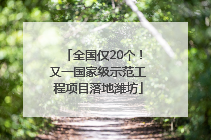 全国仅20个！又一国家级示范工程项目落地潍坊
