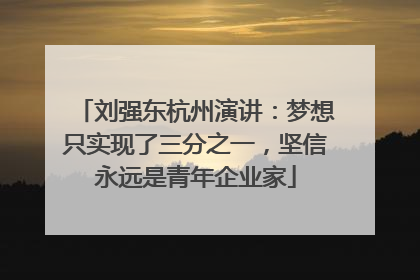刘强东杭州演讲：梦想只实现了三分之一，坚信永远是青年企业家