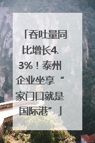 吞吐量同比增长4.3%！泰州企业坐享“家门口就是国际港”
