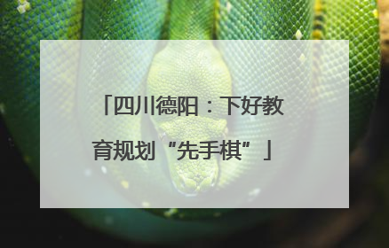 四川德阳：下好教育规划“先手棋”