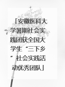 安徽医科大学暑期社会实践团获全国大学生“三下乡”社会实践活动优秀团队