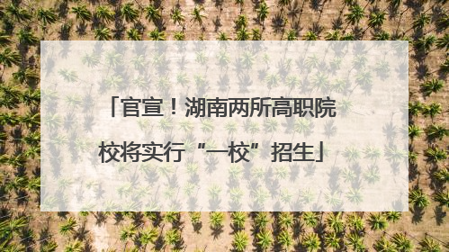 官宣！湖南两所高职院校将实行“一校”招生