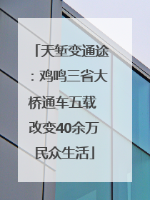 天堑变通途：鸡鸣三省大桥通车五载 改变40余万民众生活