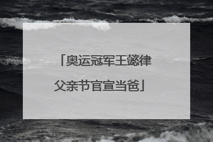 奥运冠军王懿律父亲节官宣当爸