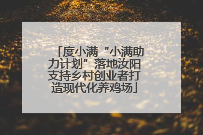 度小满“小满助力计划”落地汝阳支持乡村创业者打造现代化养鸡场