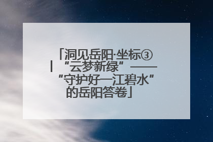 洞见岳阳·坐标③丨“云梦新绿”——“守护好一江碧水”的岳阳答卷