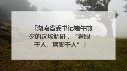 湖南省委书记端午前夕的这场调研，“着眼于人、落脚于人”