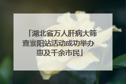 湖北省万人肝病大筛查襄阳站活动成功举办 惠及千余市民