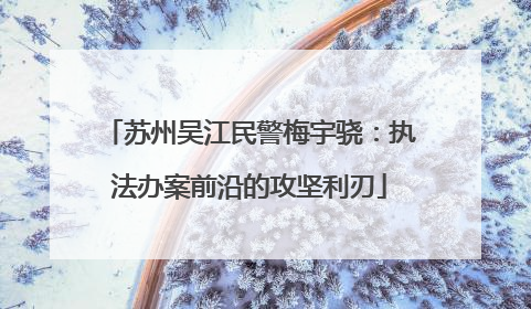 苏州吴江民警梅宇骁：执法办案前沿的攻坚利刃