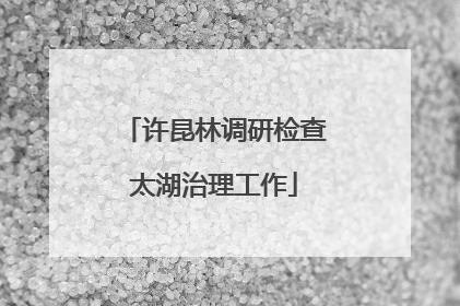 许昆林调研检查太湖治理工作