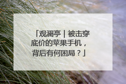 观澜亭｜被击穿底价的苹果手机，背后有何困局？