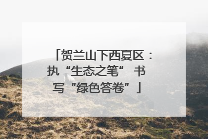 贺兰山下西夏区：执“生态之笔” 书写“绿色答卷”
