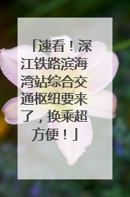 速看！深江铁路滨海湾站综合交通枢纽要来了，换乘超方便！
