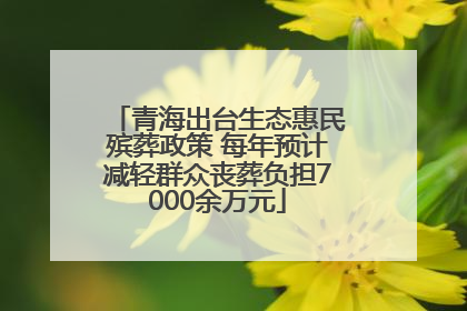 青海出台生态惠民殡葬政策 每年预计减轻群众丧葬负担7000余万元