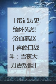 铭记历史 缅怀先烈·浴血燕赵｜喜峰口战斗：雪夜大刀震敌胆