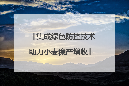 集成绿色防控技术助力小麦稳产增收