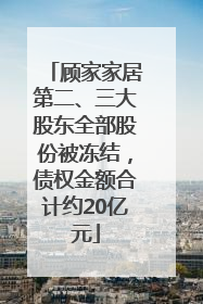顾家家居第二、三大股东全部股份被冻结，债权金额合计约20亿元
