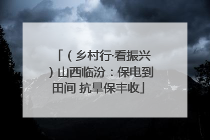 （乡村行·看振兴）山西临汾：保电到田间 抗旱保丰收