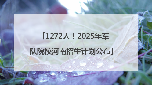 1272人！2025年军队院校河南招生计划公布